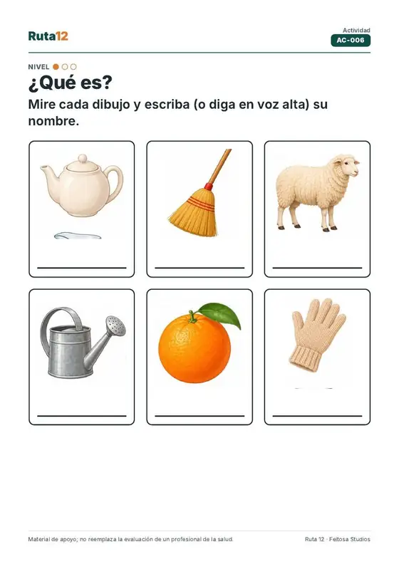 Actividad cognitiva con imágenes